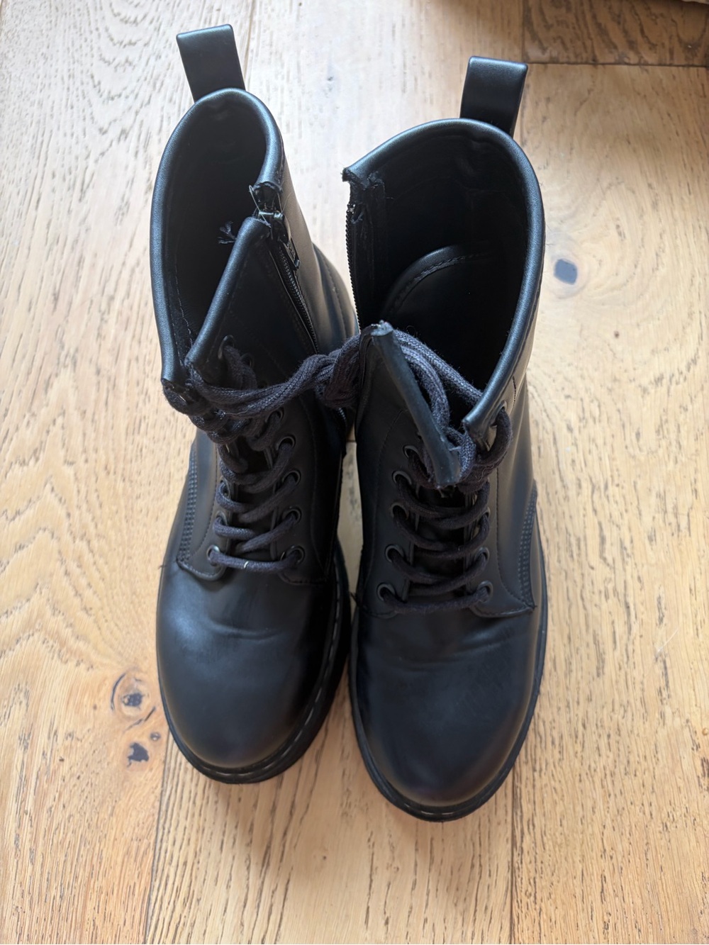 Steve Madden Black Lace-Up Combat Boots